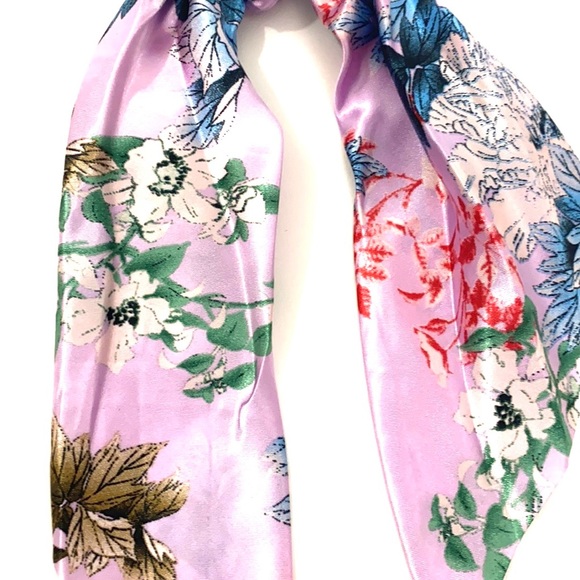 Lilac Floral Hair Scarf Ponytail Holder - Picture 4 of 4